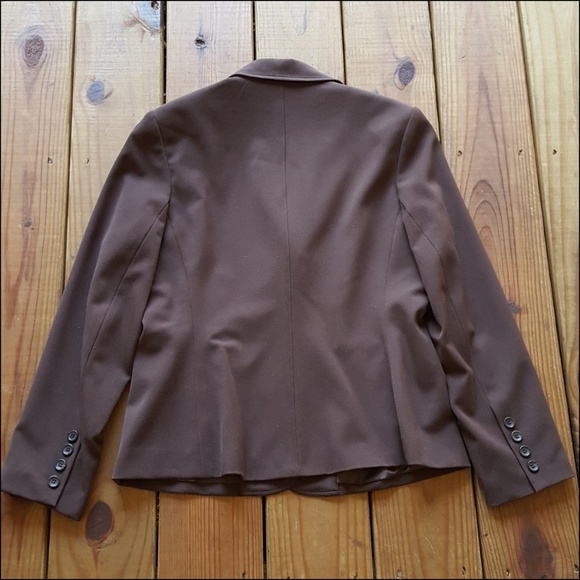 Vintage 80's 90's size 12 P brown blazer jacket - Picture 2 of 4